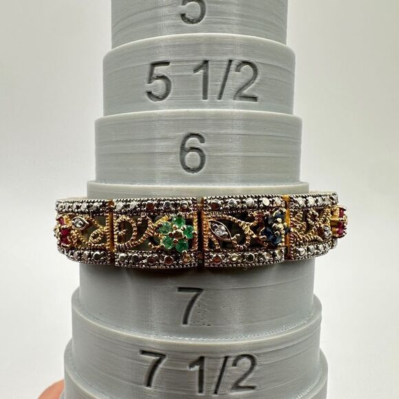 7.25" AMAZING 14k over 925, ruby, sapphire, emerald and diamond bracelet! - Picture 3 of 10